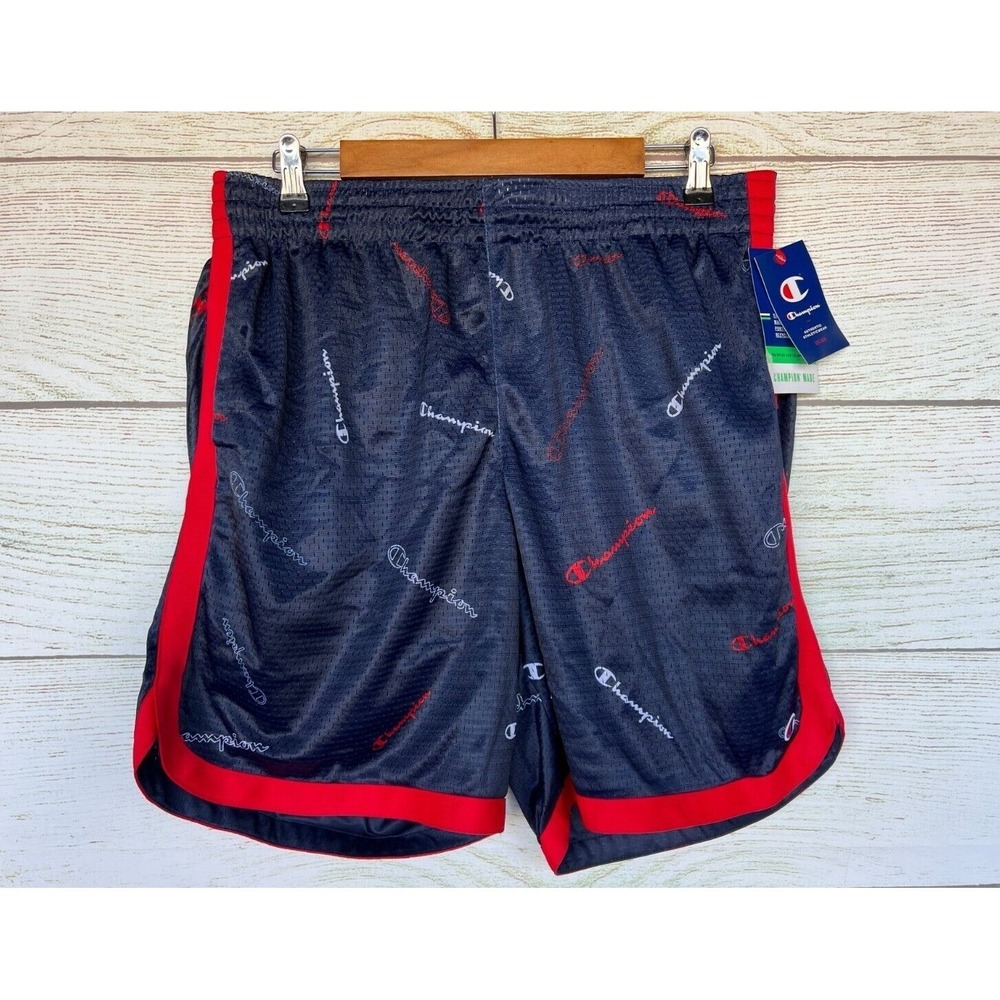 Champion Athletic Shorts Mens Size Large Tossed Script AOP Mesh Shorts New